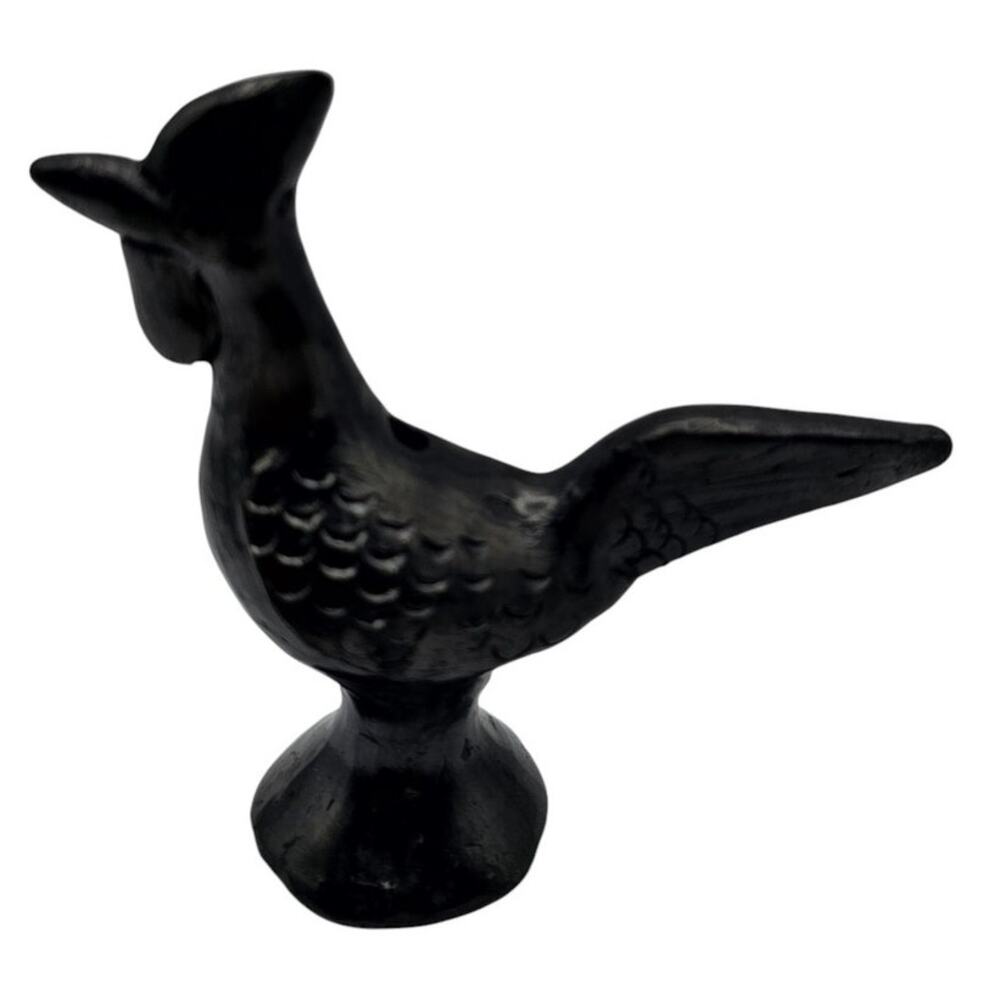 Oaxaca Mexican Black Pottery Rooster Chicken Hen Figurine Primitive Mexico